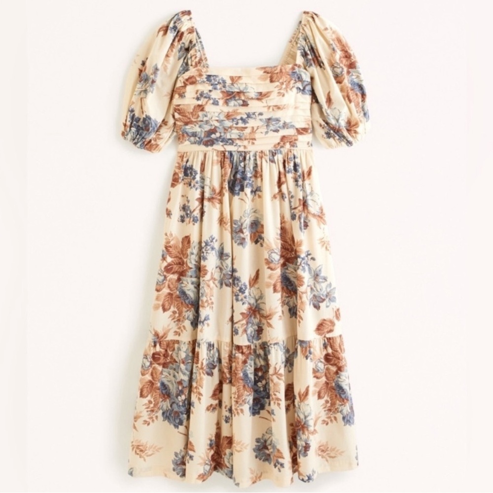 Abercrombie & Fitch | Poplin Puff Sleeve Emerson Midi Dress | XXL